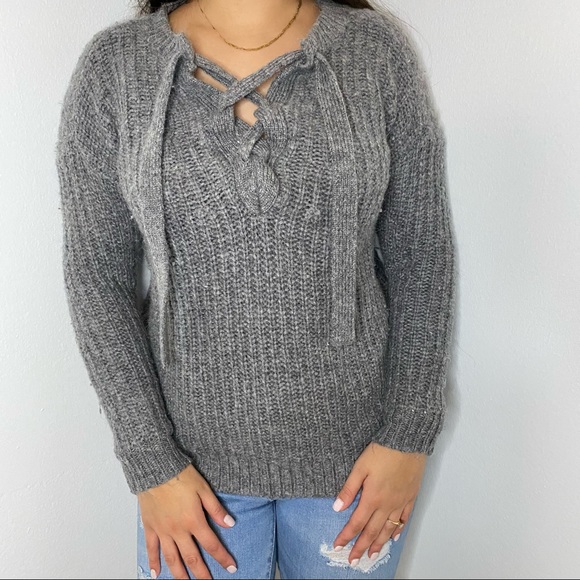 Aerie lace up sweater - Picture 1 of 8